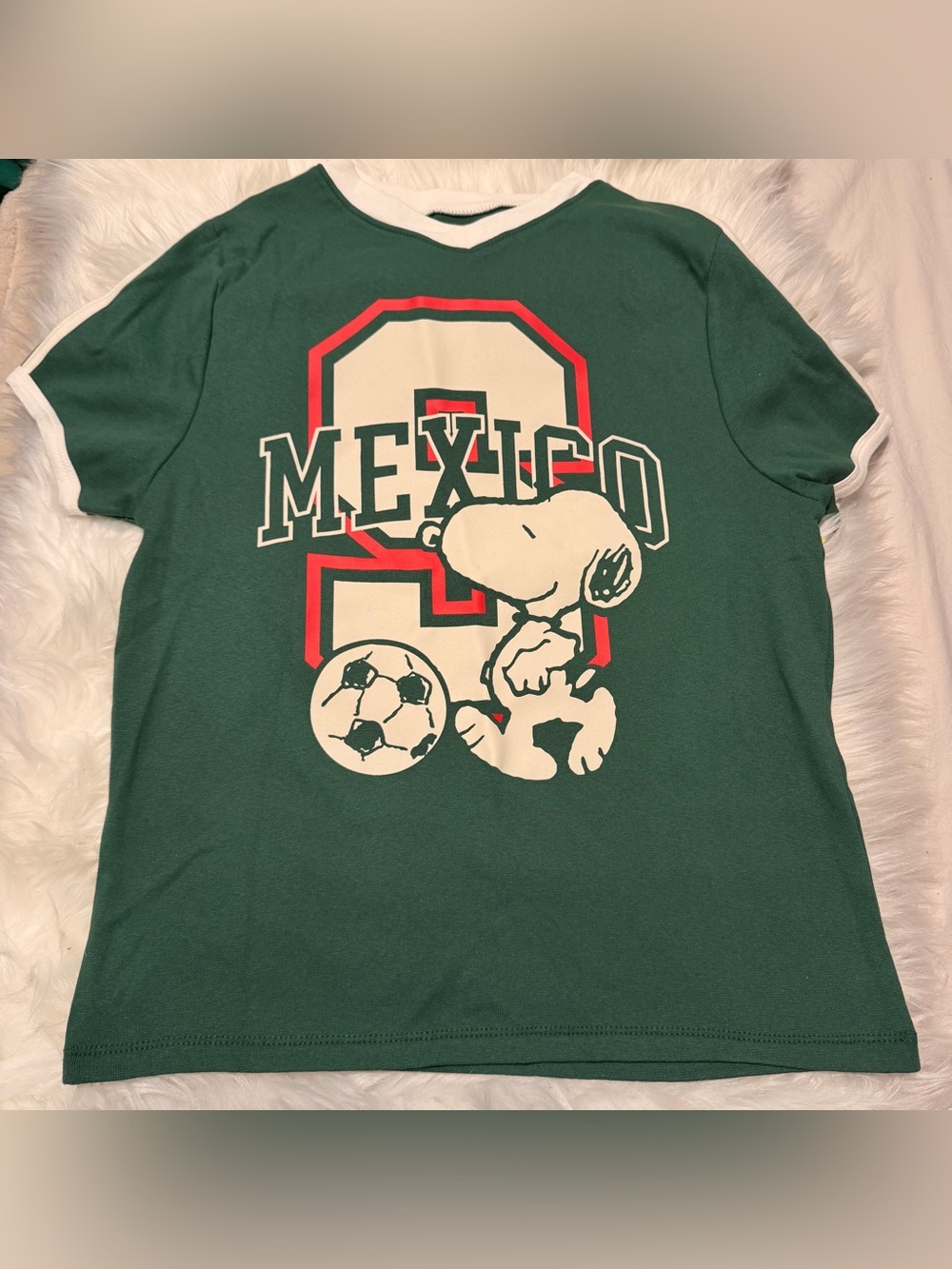 Peanuts Green Mexico Snoopy Soccer Graphic Tee